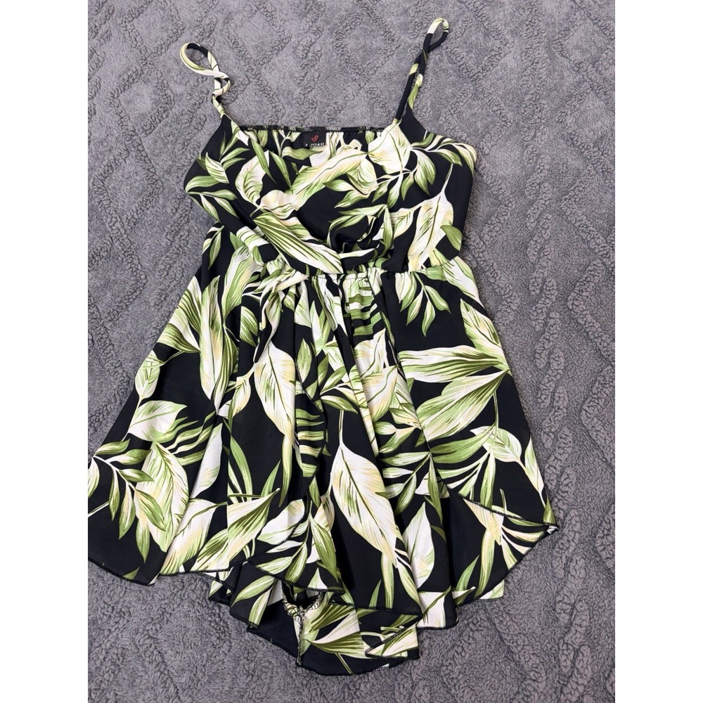IJOAH Floral Spaghetti Strap Short Jumpsuit Romper Black Green Small 7A1686F